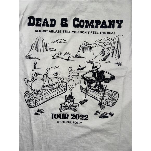 Dead & Company 2022 Tour T-Shirt Grateful Dead White XXL 23x28 Youthful Folly - Picture 2 of 11